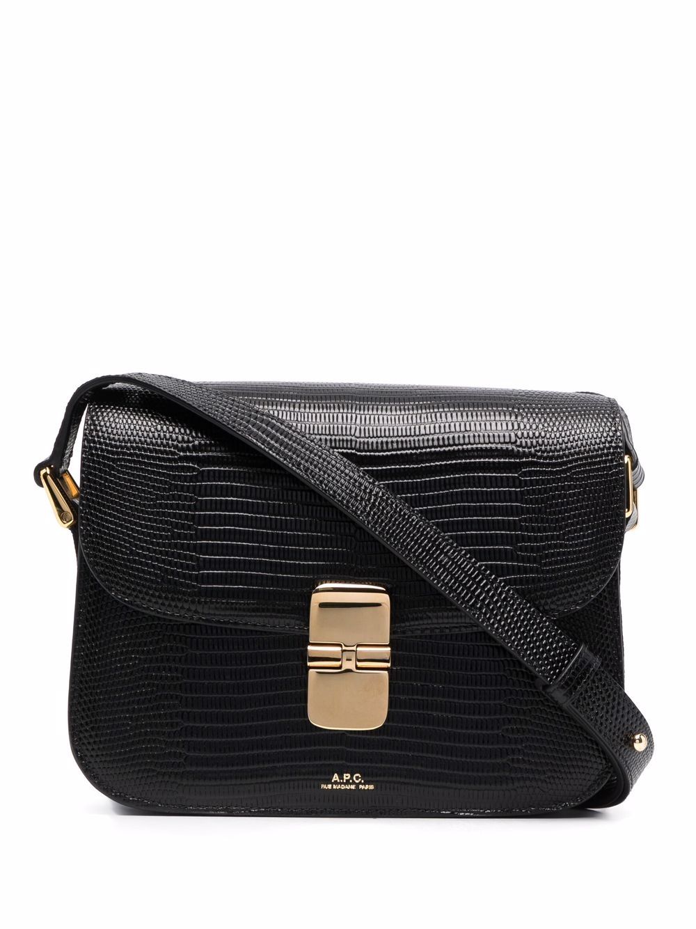 A.P.C. Grace crocodile-embossed leather shoulder bag - Black von A.P.C.