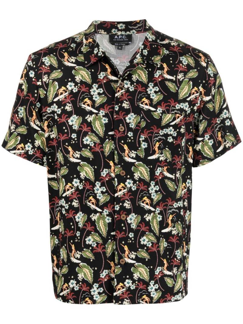 A.P.C. Lloyd short-sleeved printed shirt - Black von A.P.C.