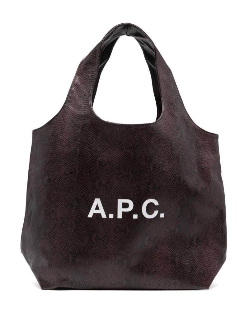 A.P.C. Ninon snakeskin-effect tote bag - Purple von A.P.C.