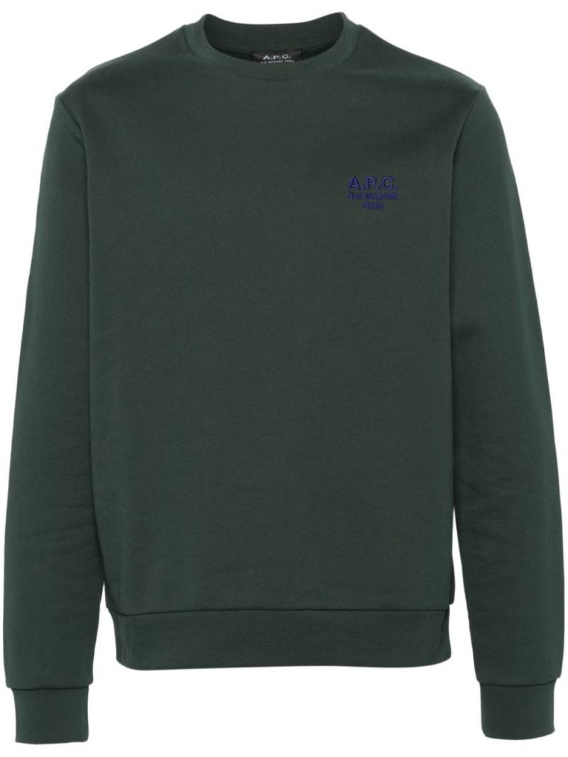 A.P.C. Rider logo-embroidered cotton sweatshirt - Green von A.P.C.