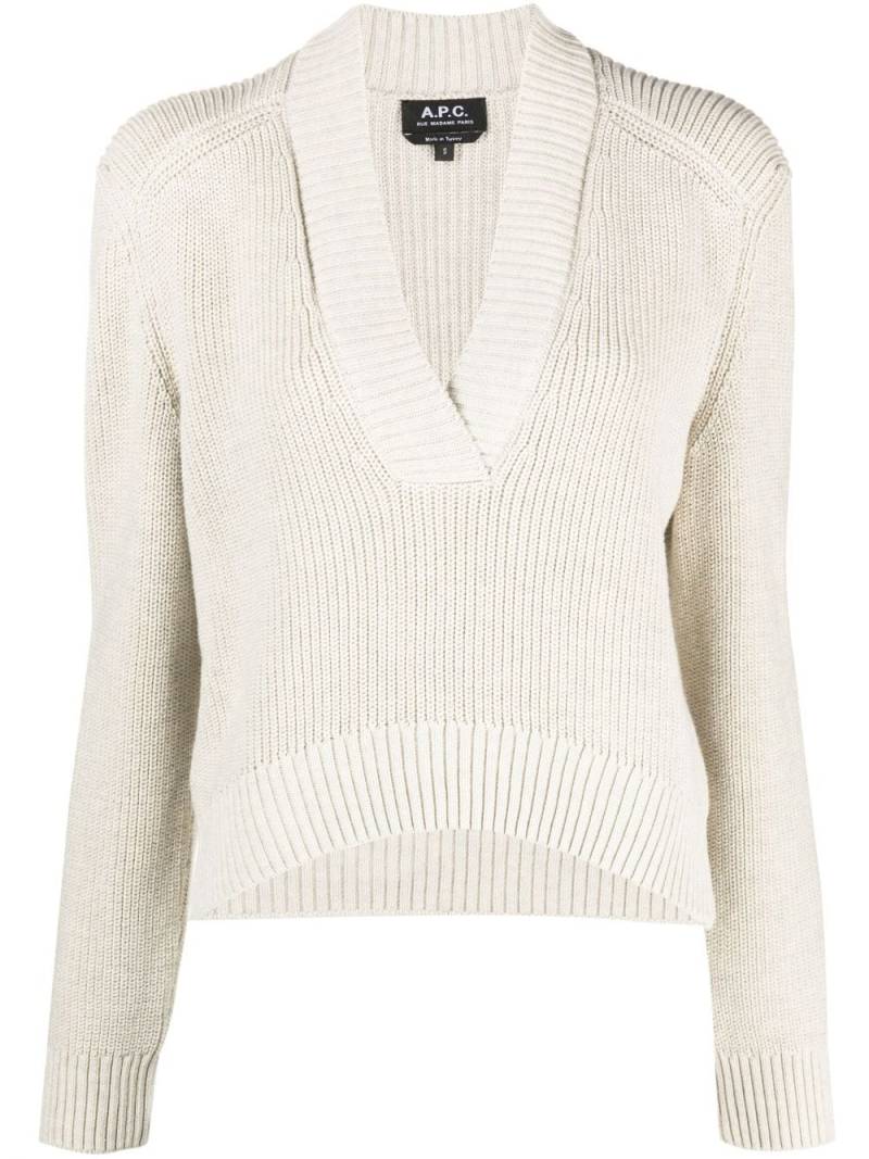 A.P.C. V-neck cotton jumper - Neutrals von A.P.C.