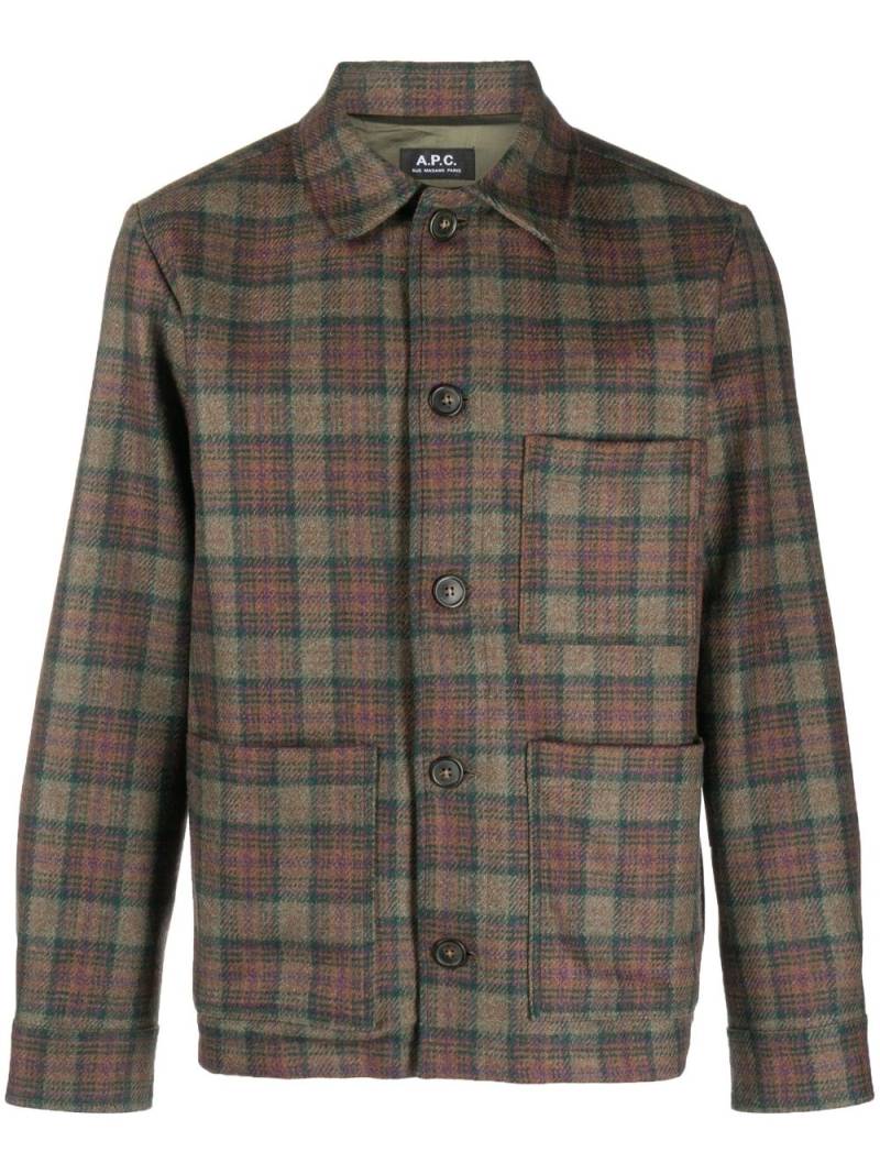 A.P.C. checked shirt jacket - Brown von A.P.C.