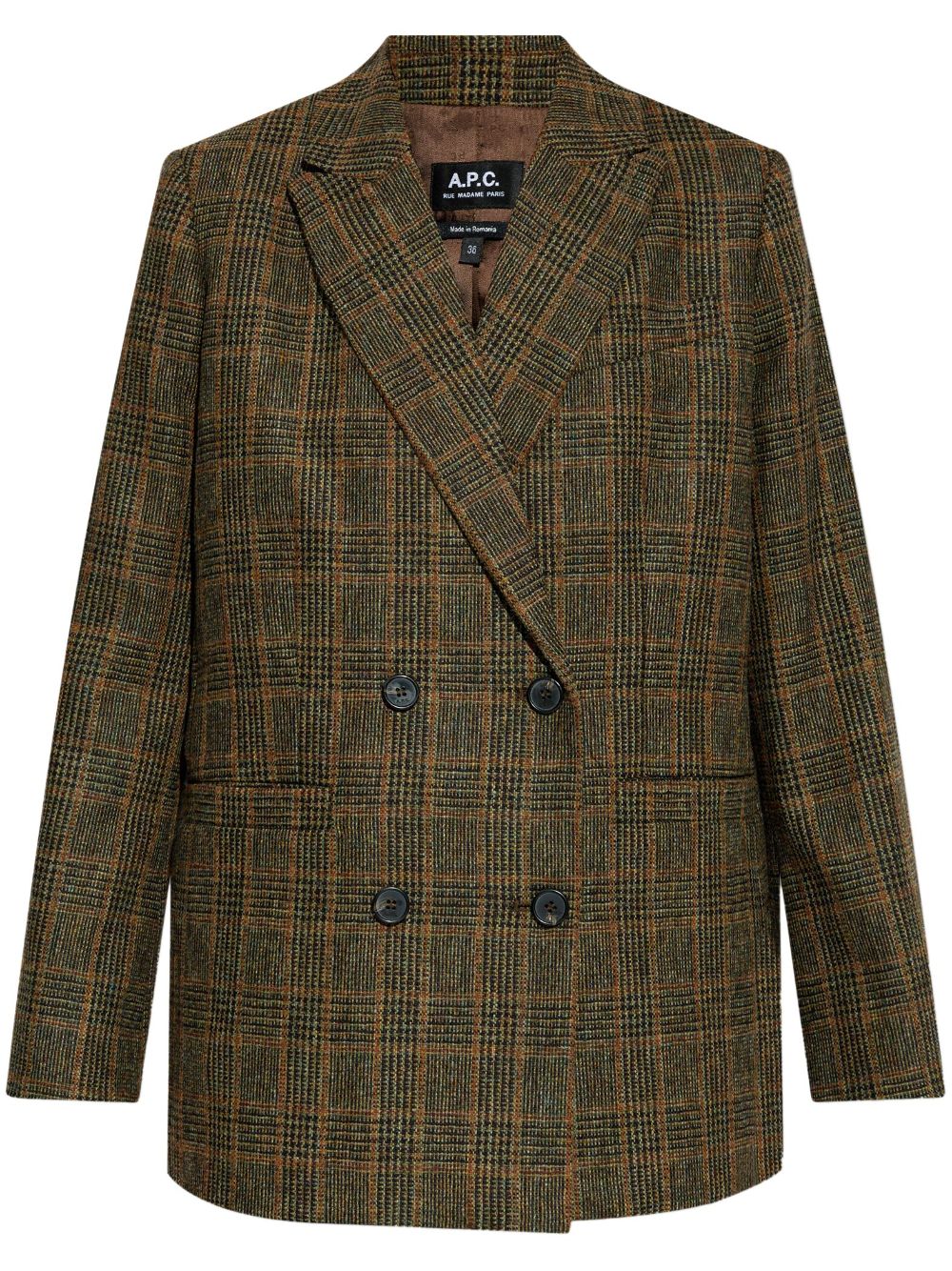 A.P.C. checked wool double-breasted blazer - Brown von A.P.C.