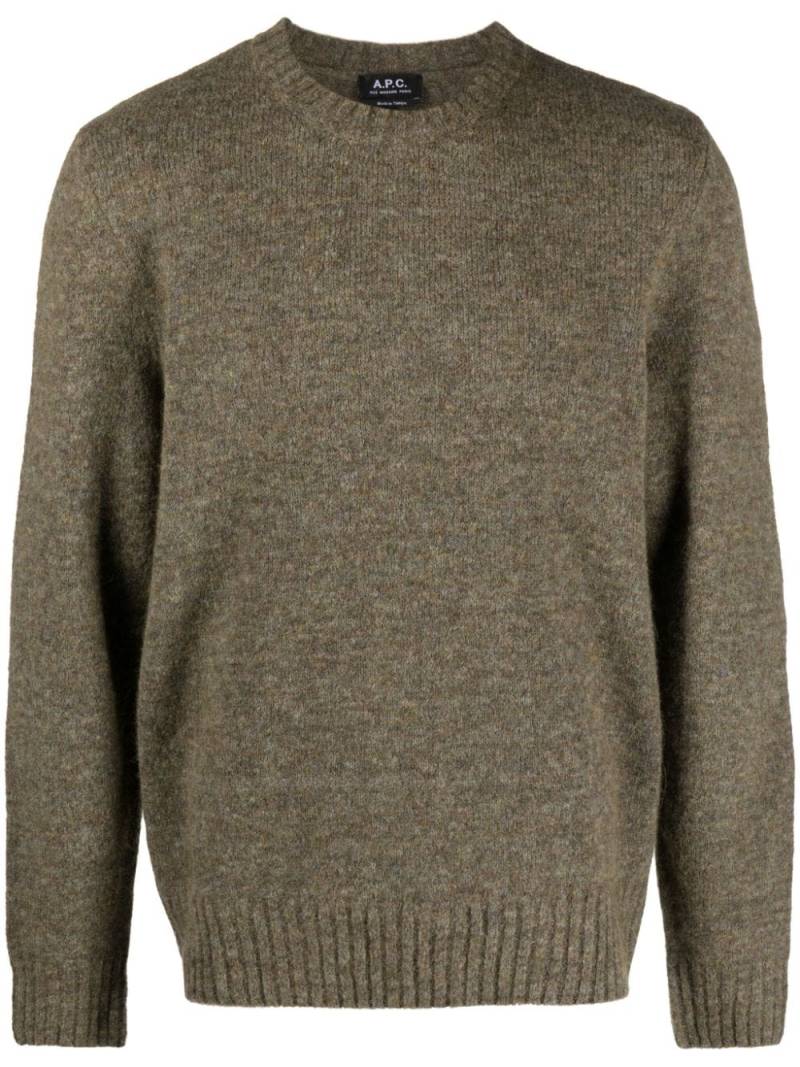 A.P.C. mélange crew-neck jumper - Green von A.P.C.