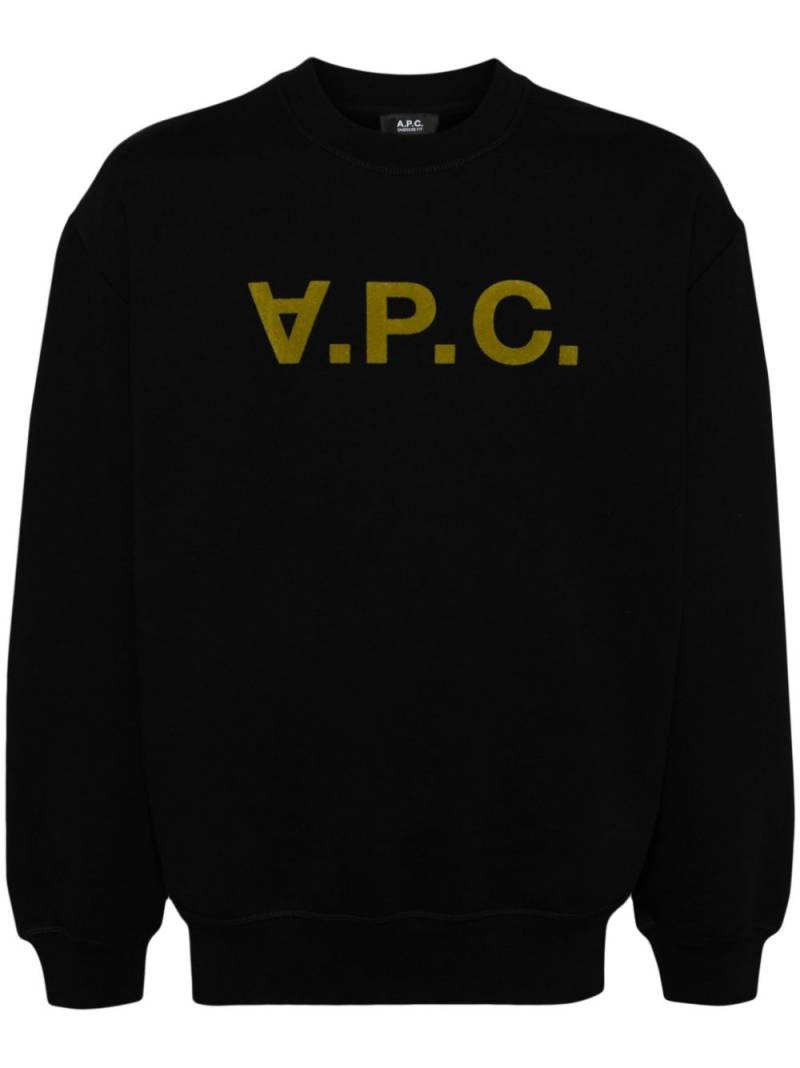 A.P.C. devoré effect logo-print round neck sweatshirt - Black von A.P.C.