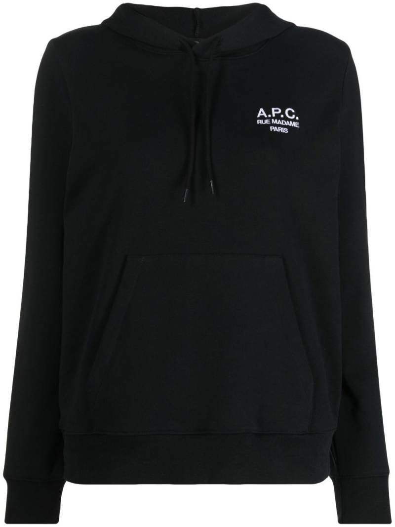 A.P.C. embroidered-logo detail hoodie - Black von A.P.C.