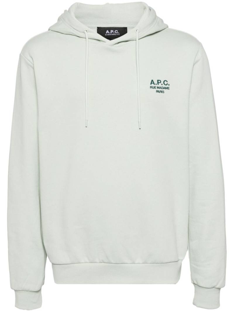 A.P.C. embroidered logo hoodie - Green von A.P.C.