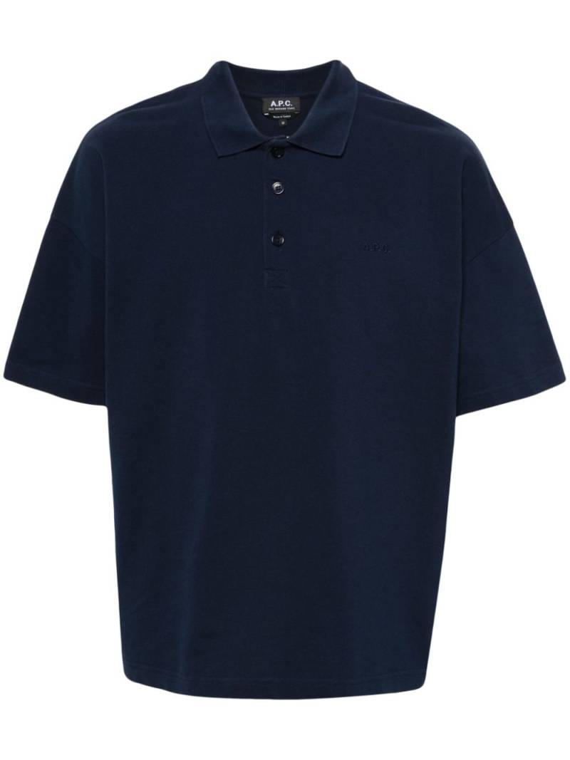 A.P.C. embroidered-logo polo shirt - Blue von A.P.C.