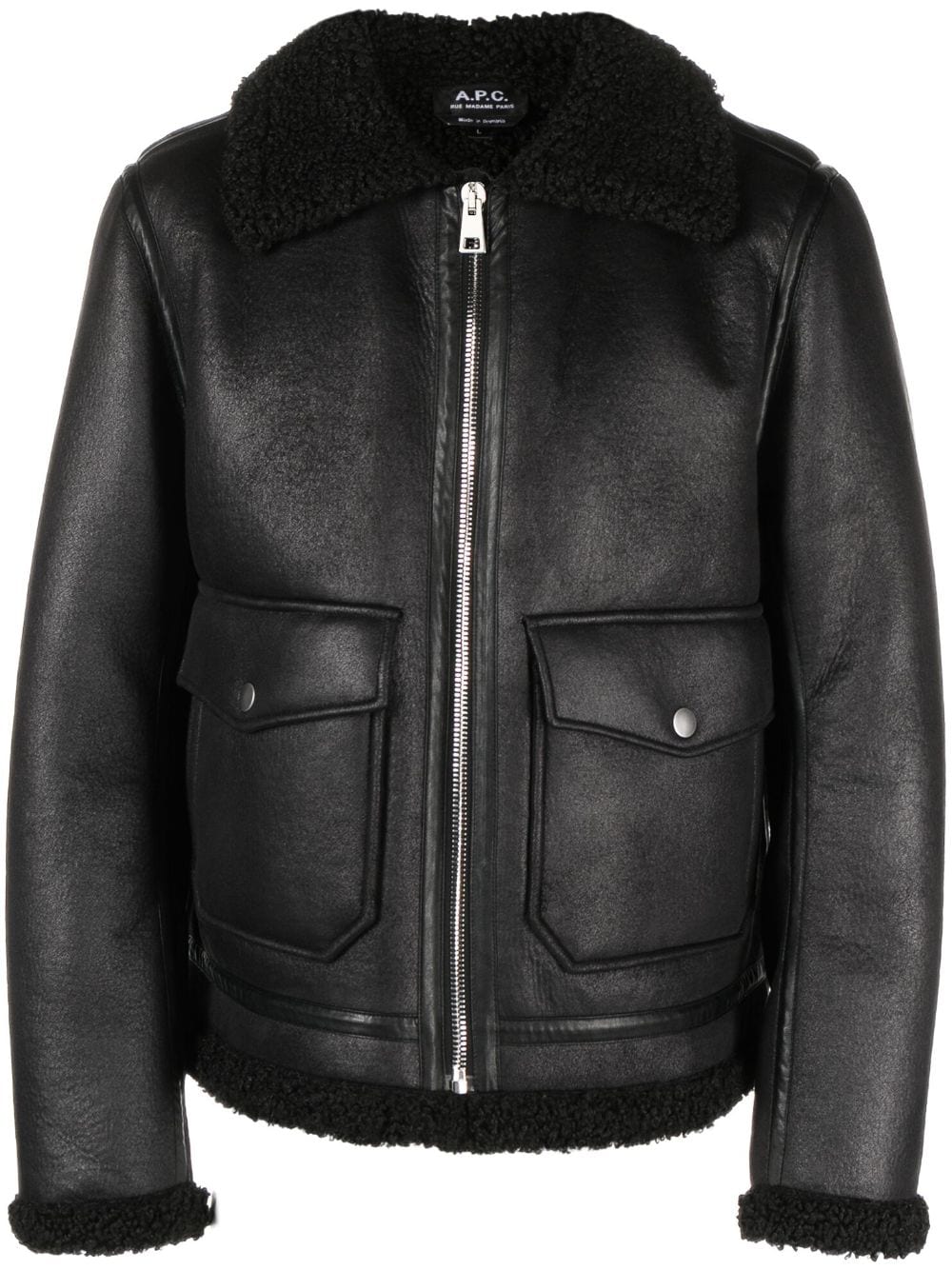 A.P.C. faux-shearling trim bomber jacket - Black von A.P.C.