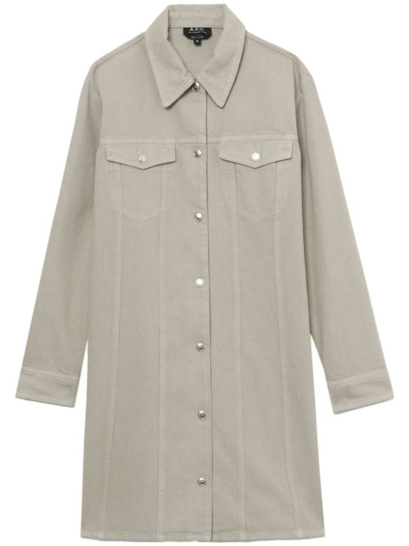 A.P.C. flap-pocket denim minidress - Neutrals von A.P.C.