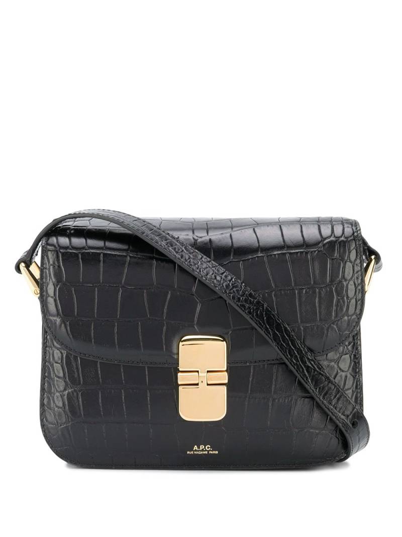 A.P.C. flip-lock croc effect shoulder bag - Black von A.P.C.