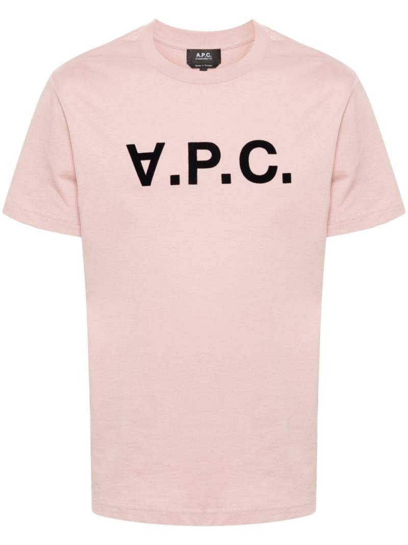 A.P.C. flocked-logo cotton T-shirt - Pink von A.P.C.