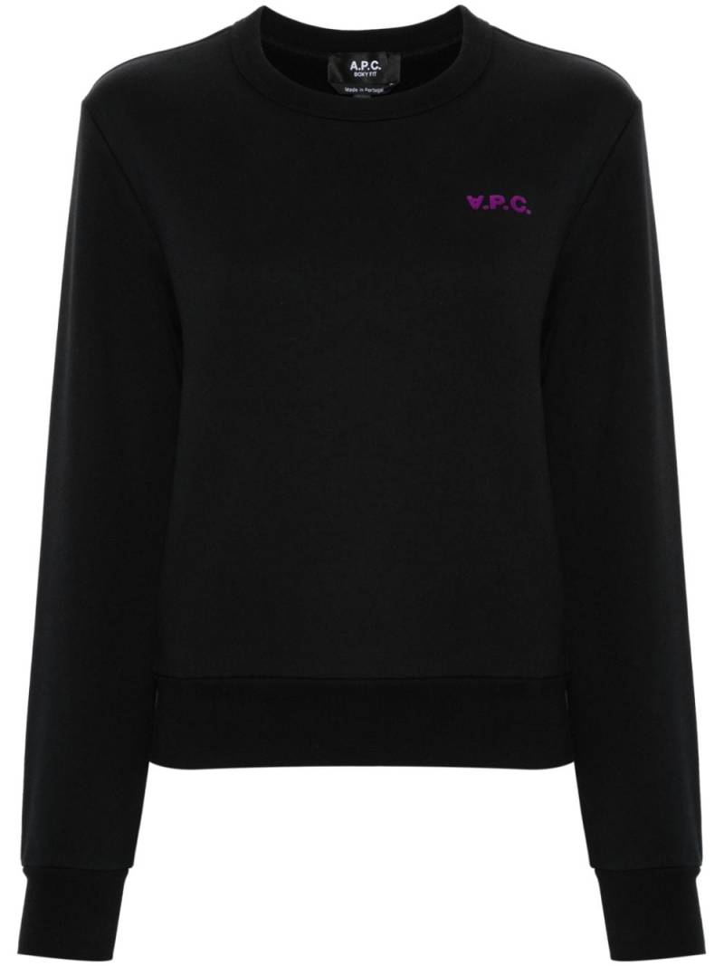 A.P.C. flocked-logo sweatshirt - Black von A.P.C.