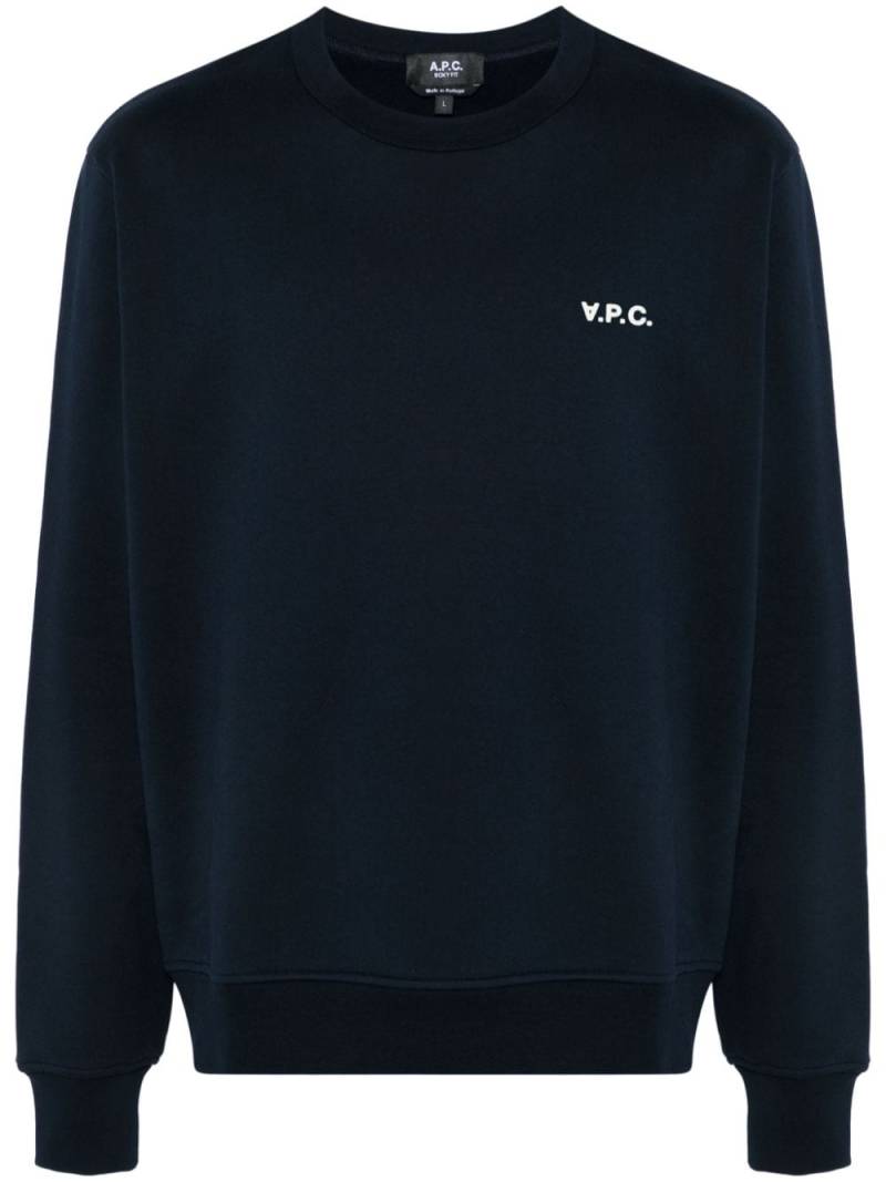 A.P.C. flocked-logo sweatshirt - Blue von A.P.C.