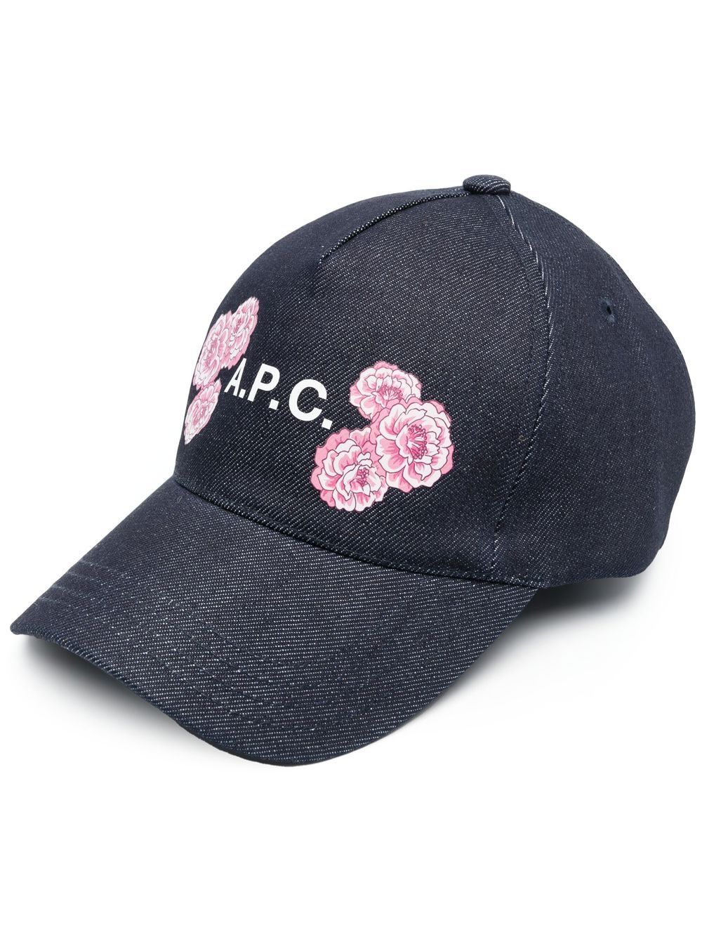 A.P.C. flower-print denim cap - Blue von A.P.C.