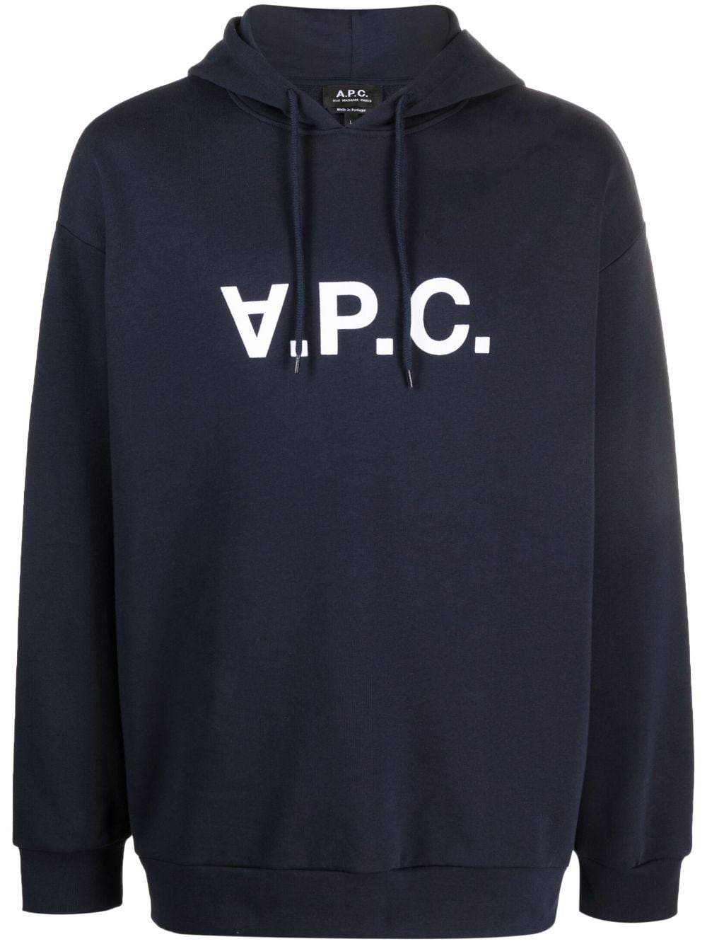 A.P.C. Milo logo-print organic-cotton hoodie - Blue von A.P.C.