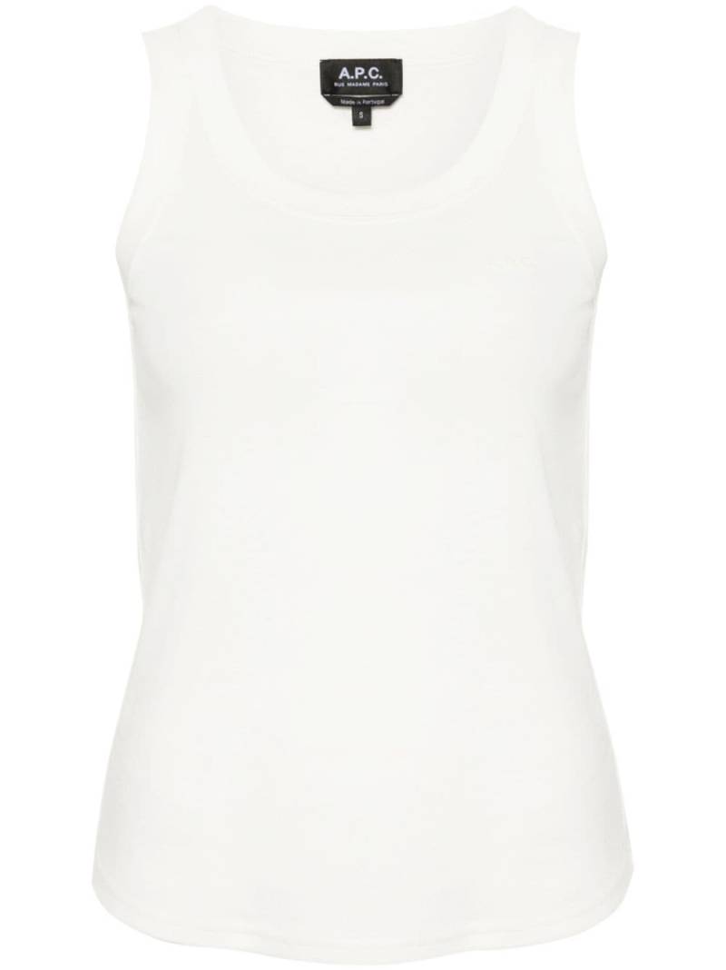 A.P.C. logo-appliqué cotton tank top - White von A.P.C.