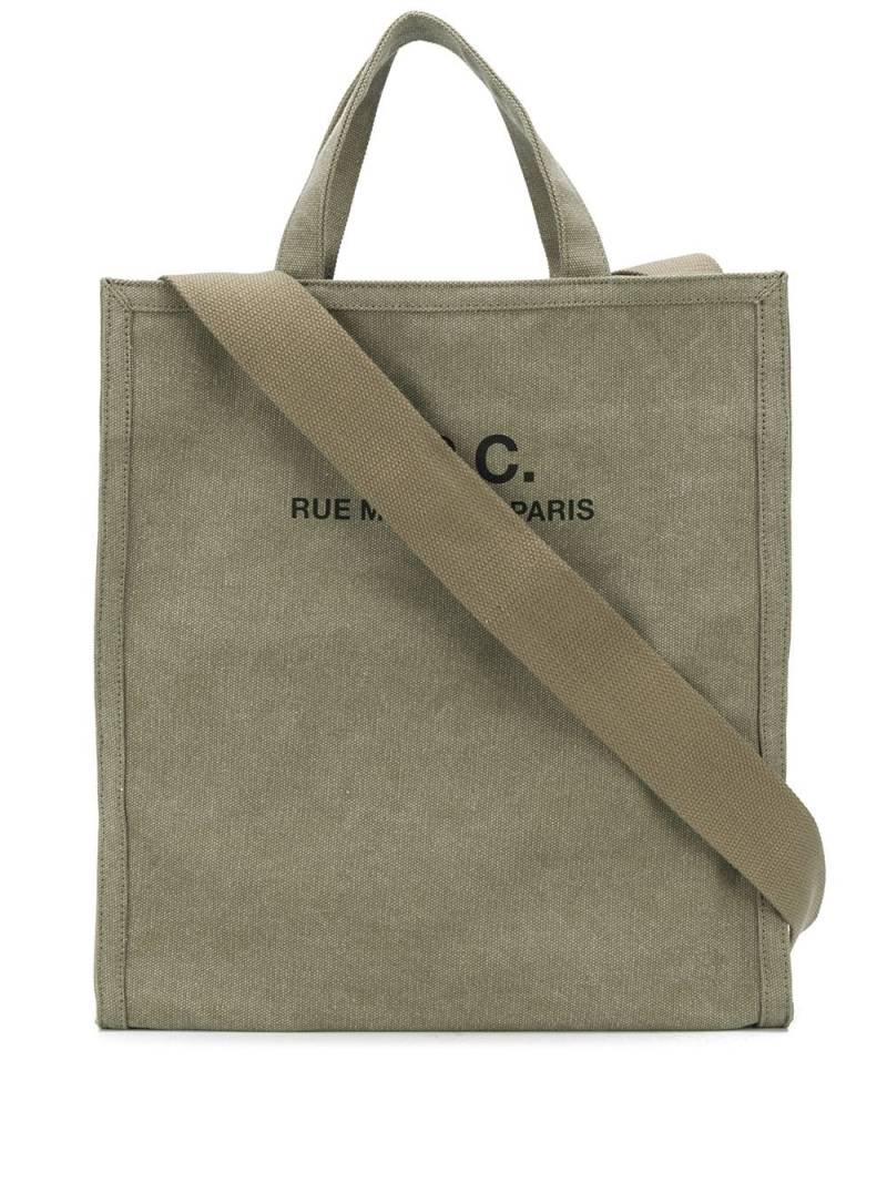 A.P.C. logo cotton tote bag - Green von A.P.C.