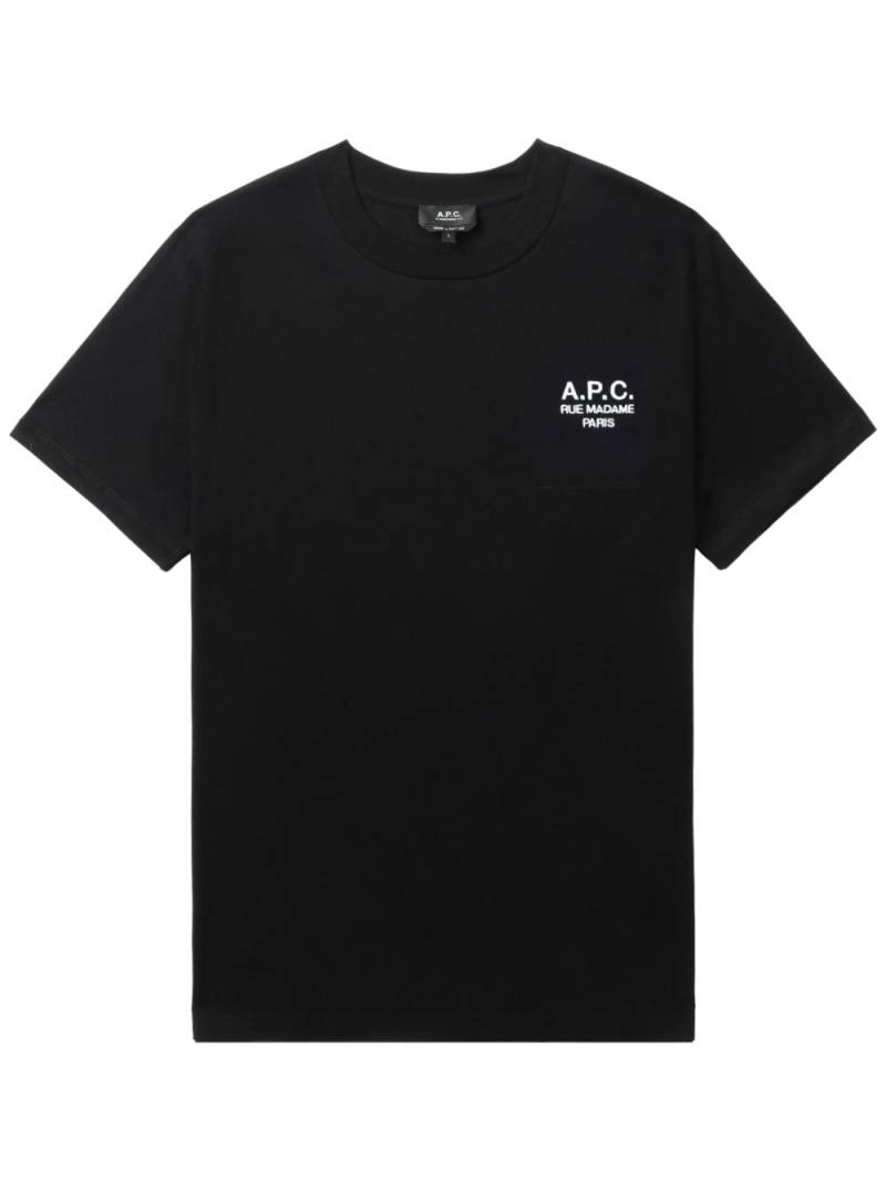 A.P.C. logo-embroidered T-shirt - Black von A.P.C.