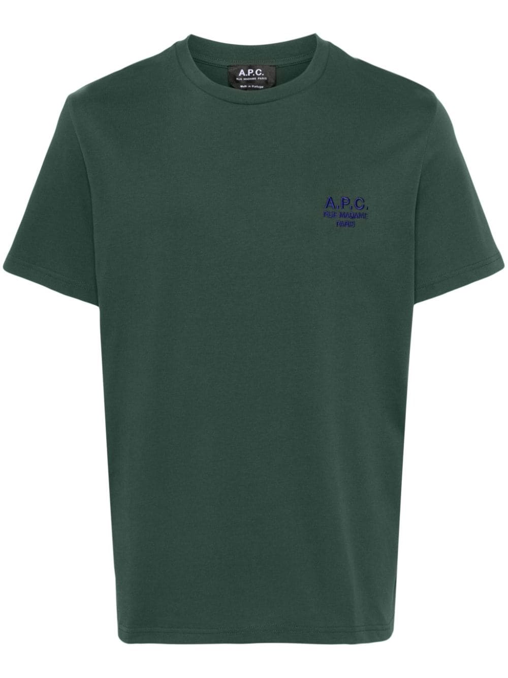 A.P.C. logo-embroidered cotton T-shirt - Green von A.P.C.