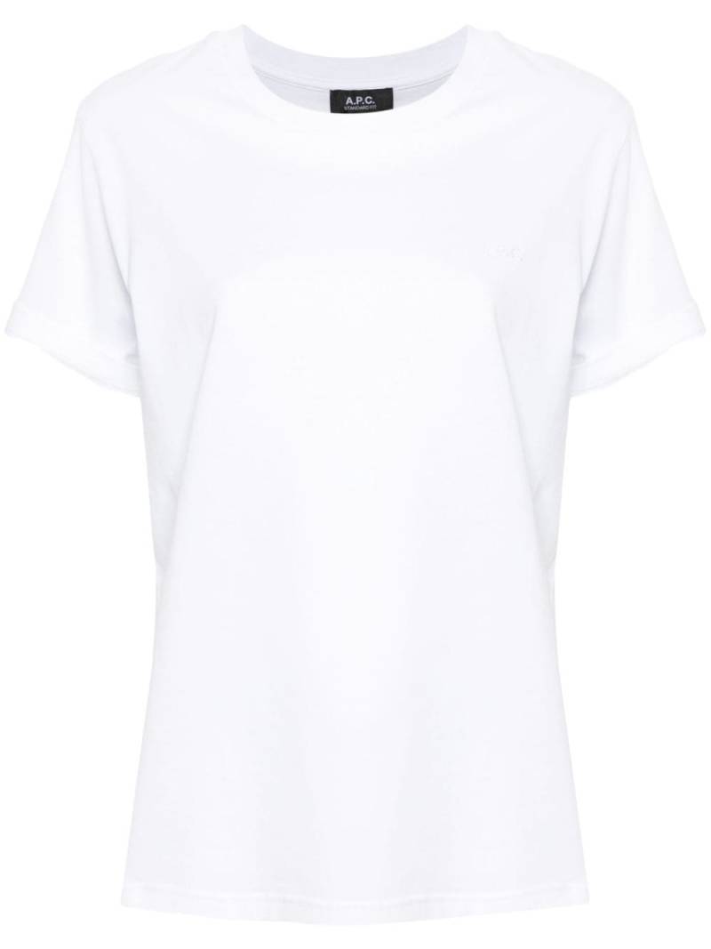 A.P.C. logo-embroidered cotton T-shirt - White von A.P.C.