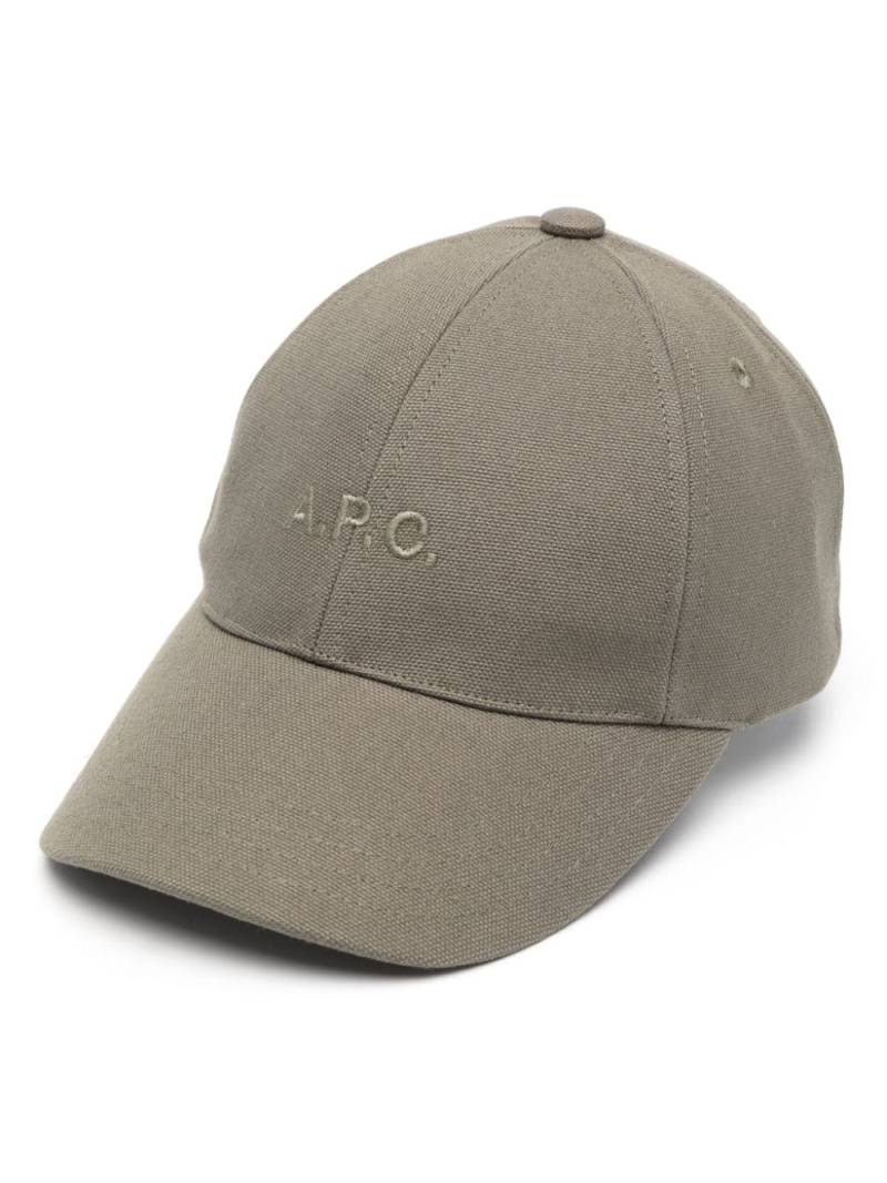 A.P.C. logo-embroidered cotton cap - Green von A.P.C.