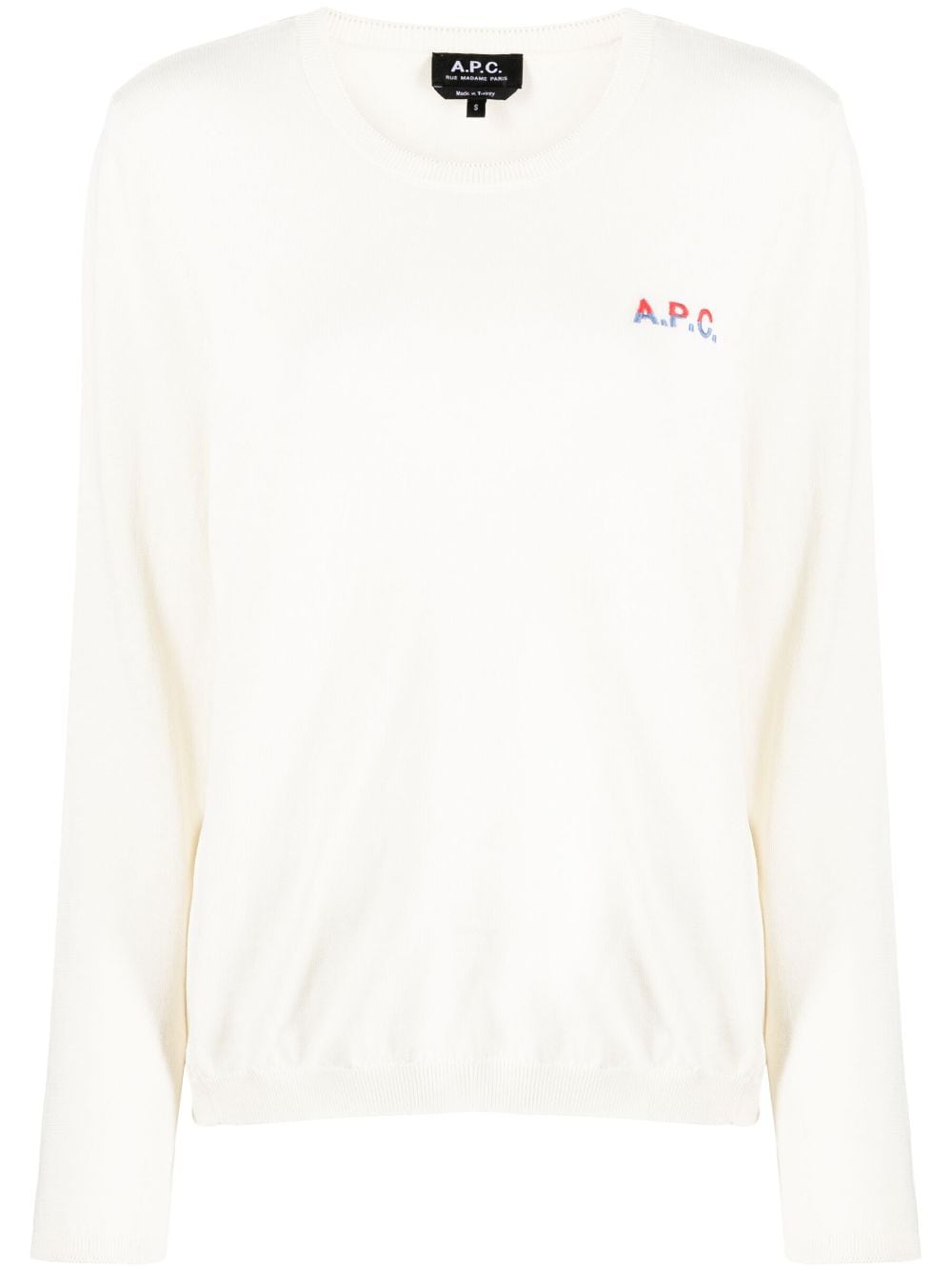 A.P.C. logo-embroidered cotton jumper - Neutrals von A.P.C.