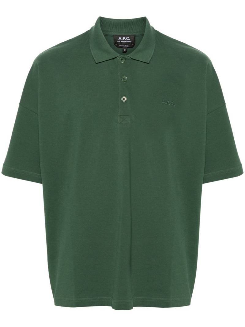 A.P.C. logo-embroidered cotton polo shirt - Green von A.P.C.