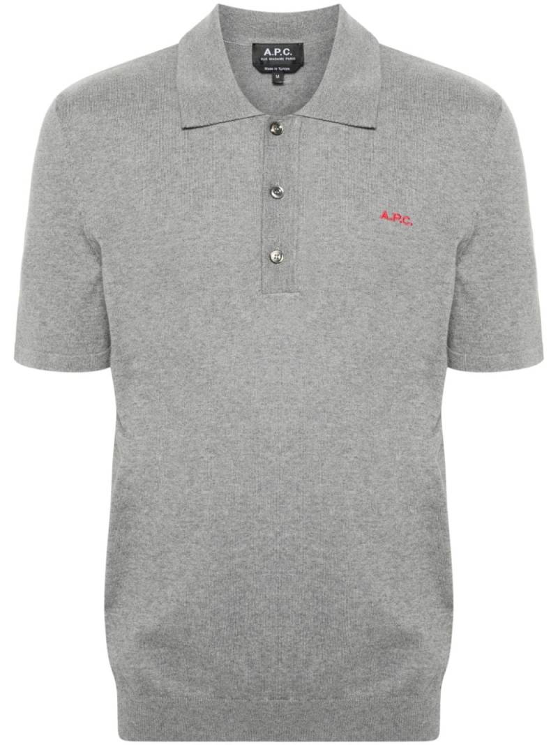 A.P.C. logo-embroidered cotton polo shirt - Grey von A.P.C.