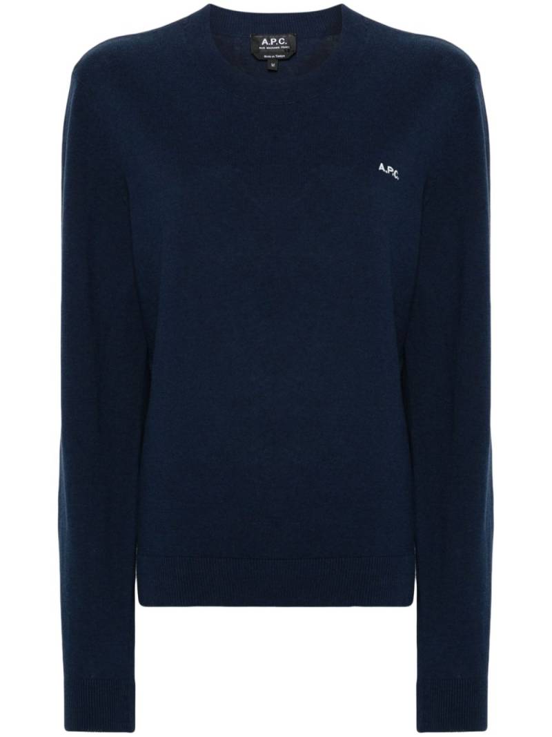 A.P.C. logo-embroidered jumper - Blue von A.P.C.