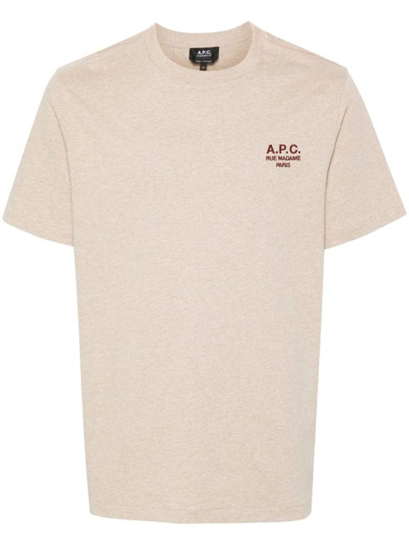 A.P.C. logo-embroidered mélange T-shirt - Neutrals von A.P.C.