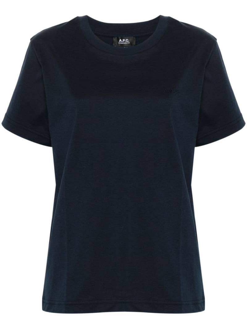 A.P.C. logo-embroidered organic cotton T-shirt - Blue von A.P.C.