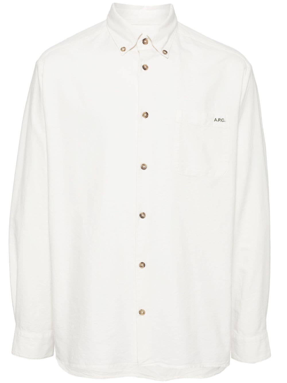 A.P.C. logo-embroidered organic cotton shirt - White von A.P.C.