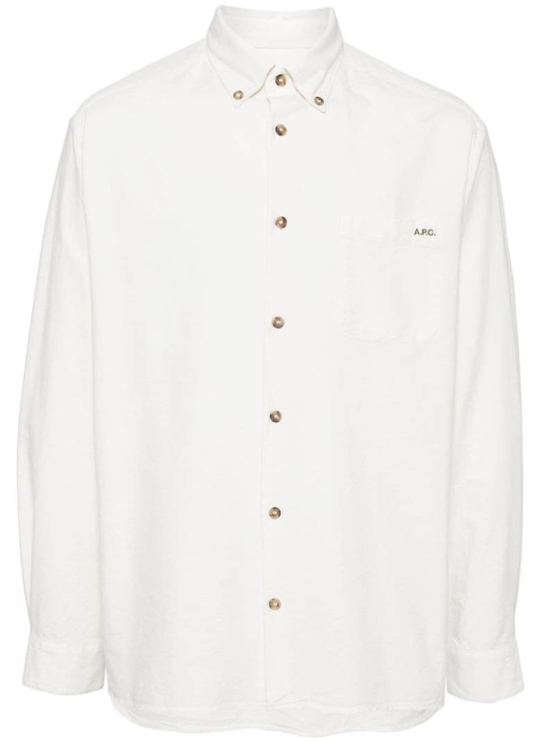 A.P.C. logo-embroidered organic cotton shirt - White von A.P.C.