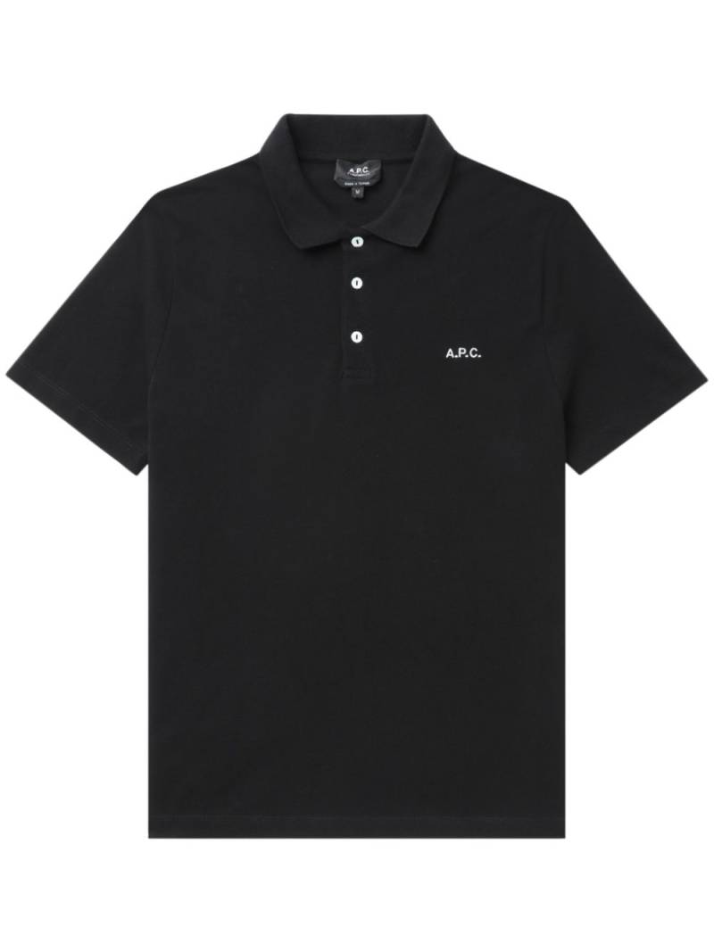 A.P.C. logo-embroidered polo shirt - Black von A.P.C.