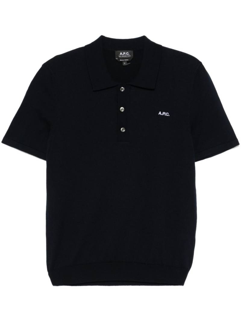 A.P.C. logo-embroidered polo shirt - Blue von A.P.C.