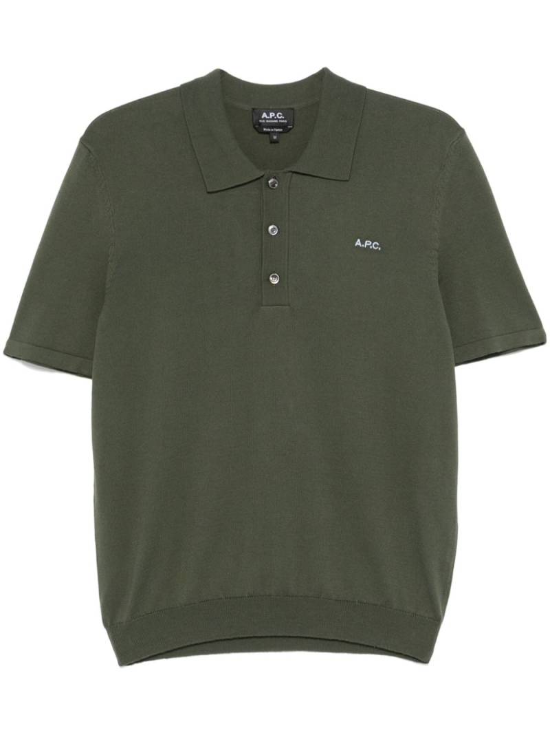 A.P.C. logo-embroidered polo shirt - Green von A.P.C.