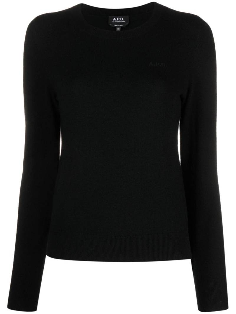 A.P.C. logo-embroidered virgin-wool jumper - Black von A.P.C.