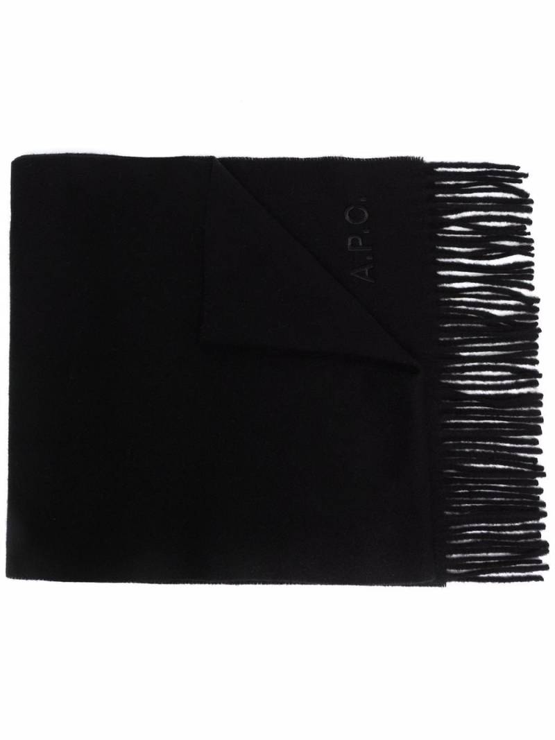 A.P.C. logo-embroidered wool scarf - Black von A.P.C.