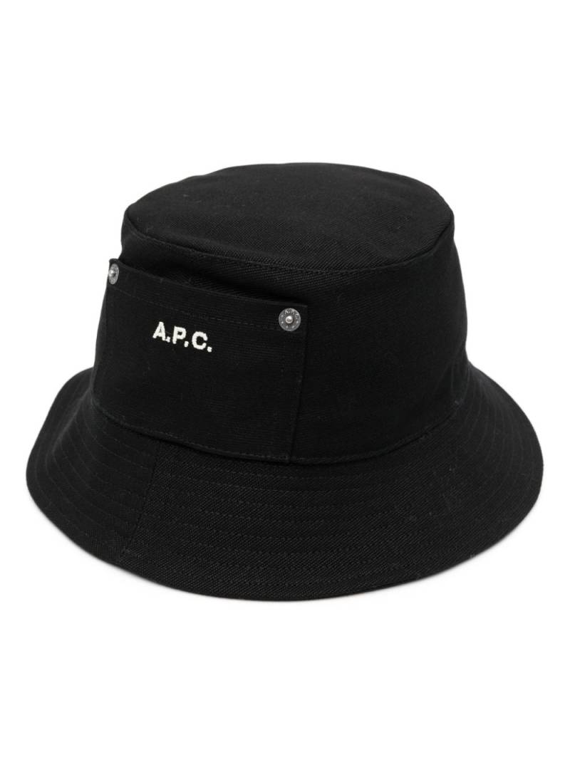 A.P.C. logo-embroidered cotton bucket hat - Black von A.P.C.