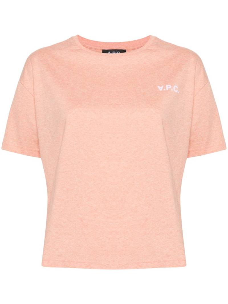 A.P.C. logo-flocked cotton T-shirt - Orange von A.P.C.