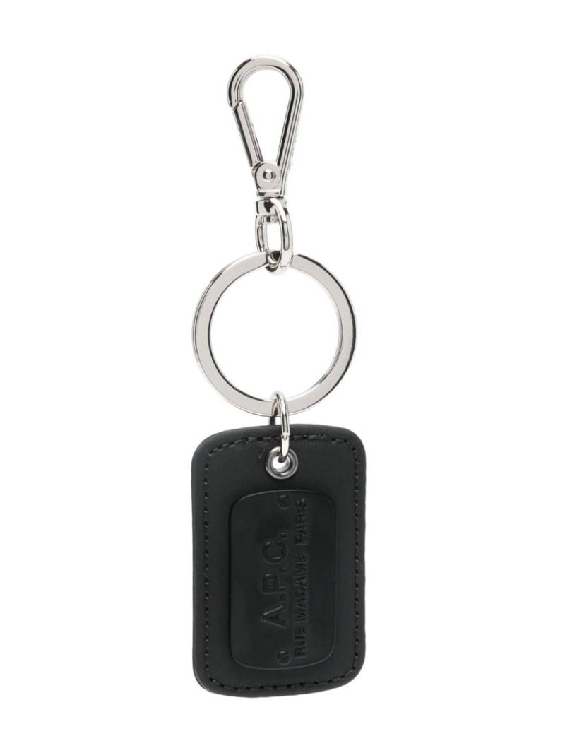 A.P.C. logo-plaque pendant keyring - Black von A.P.C.