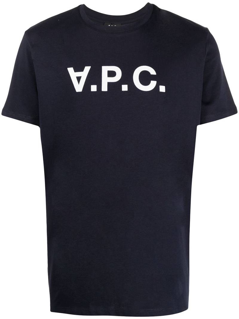 A.P.C. logo print T-shirt - Blue von A.P.C.