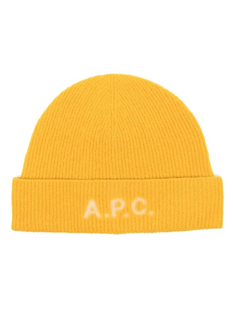 A.P.C. logo-print beanie - Yellow von A.P.C.