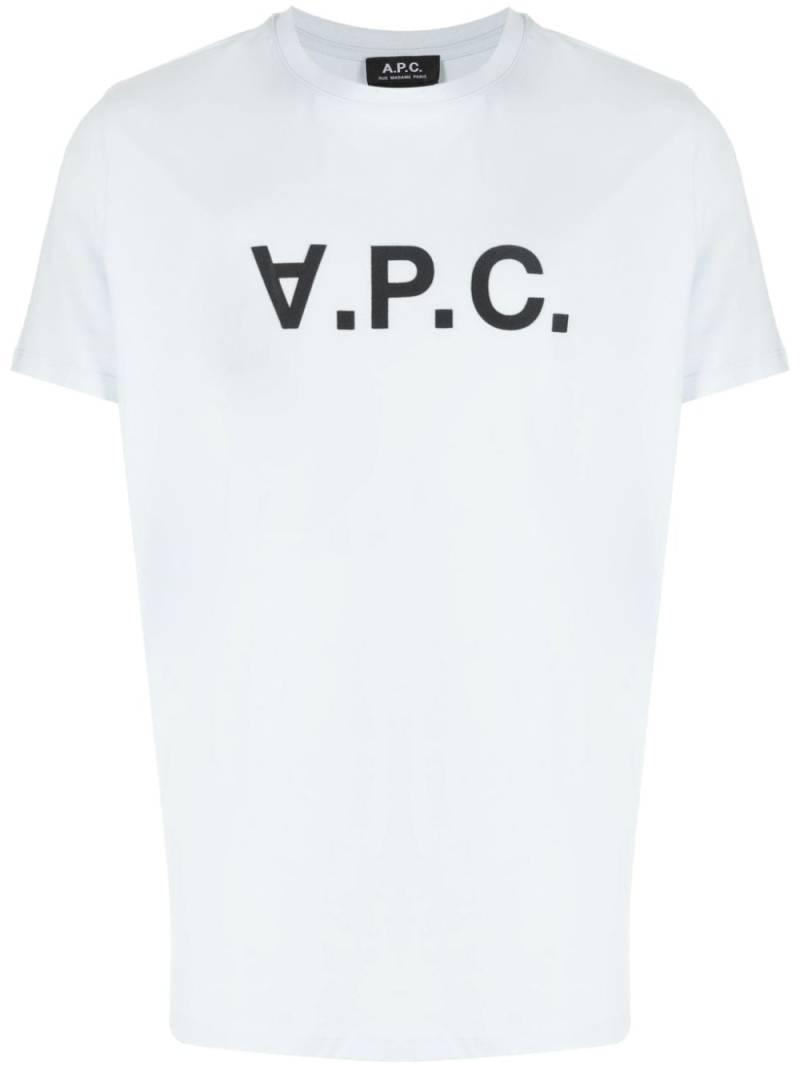 A.P.C. logo-print cotton T-shirt - Blue von A.P.C.