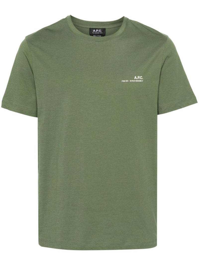 A.P.C. logo-print cotton T-shirt - Green von A.P.C.