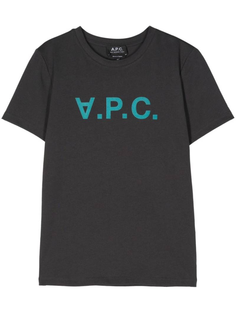 A.P.C. logo-print cotton T-shirt - Grey von A.P.C.