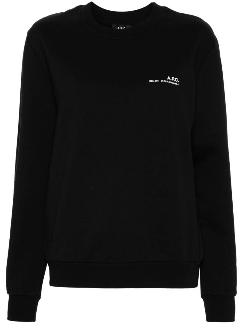 A.P.C. logo-print cotton sweatshirt - Black von A.P.C.