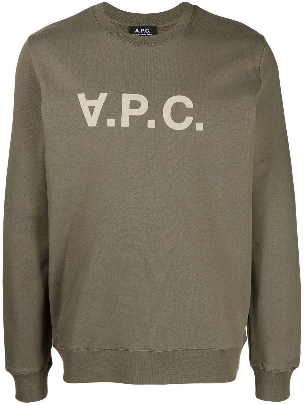 A.P.C. logo-print cotton sweatshirt - Green von A.P.C.