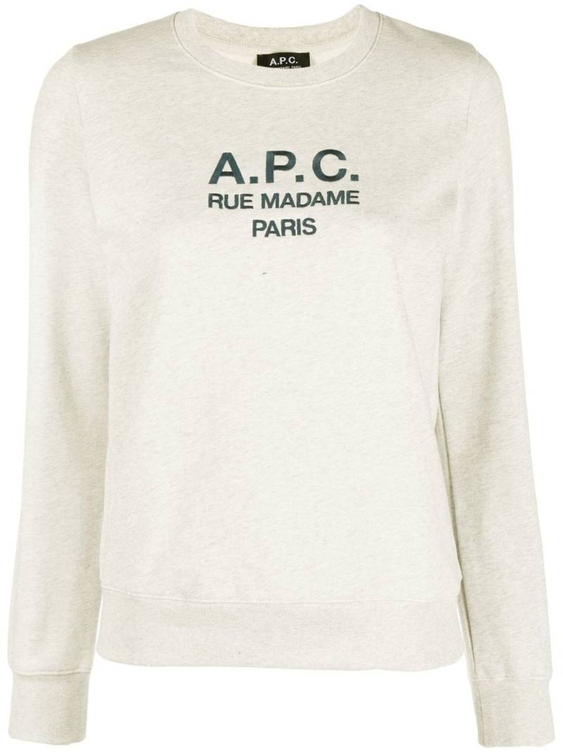 A.P.C. logo-print cotton sweatshirt - Neutrals von A.P.C.